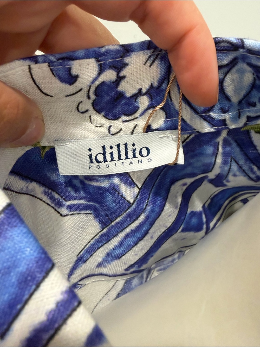 NWT IDILLIO POSITANO Linen Lemon Majolica Print Belted Button Up Shirt Dress - Picture 8 of 15
